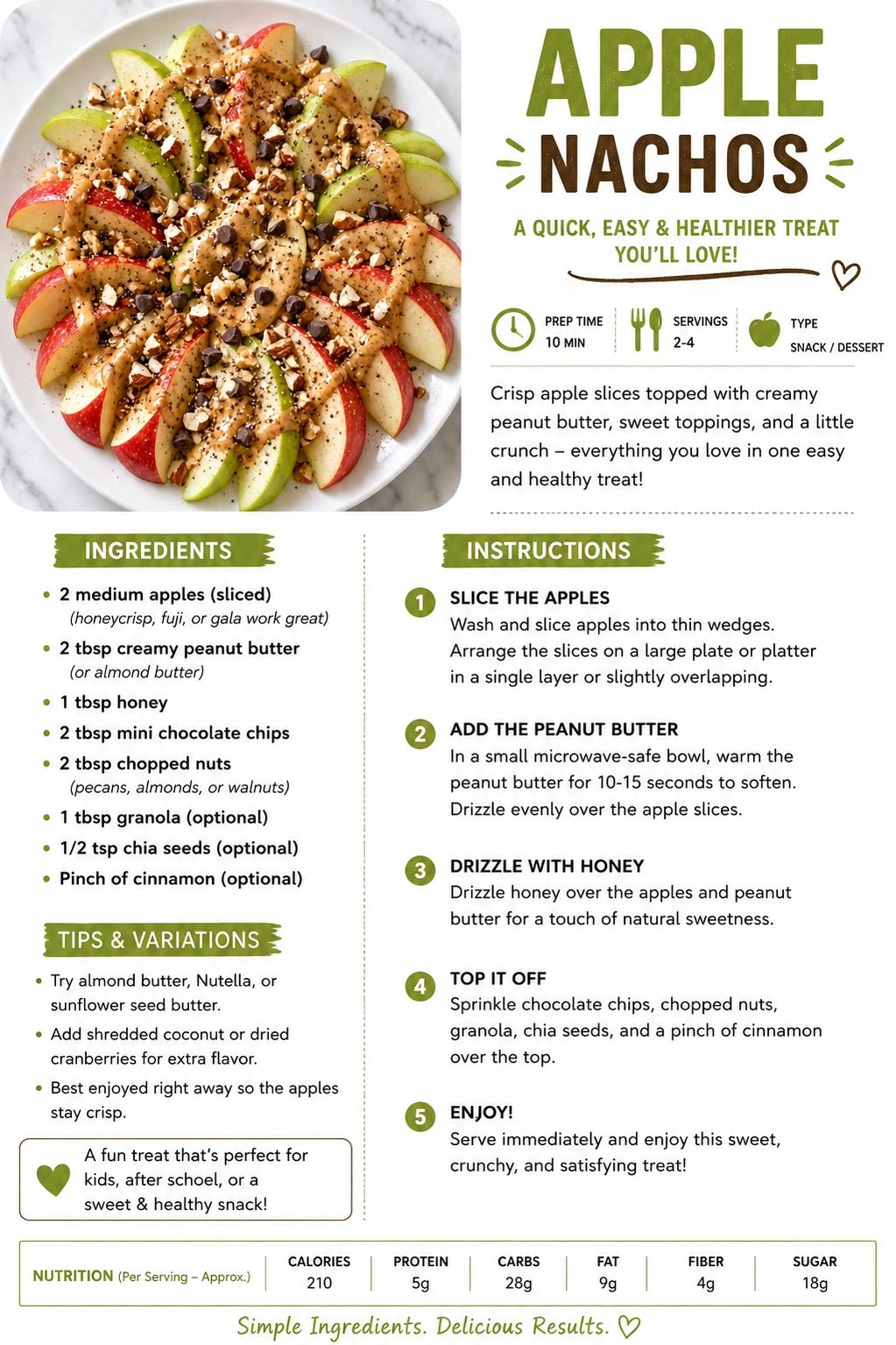 Apple slices with peanut butter, chocolate chips, nuts, and chia seeds.