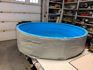 Children's plastic swimming pool wrapped and insulated by Kimbers Creations