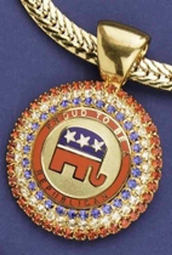 Proud to be a Republican cyrstal neck slide.