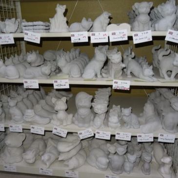 A just a small sample of our ceramic selection for paint your own pottery.