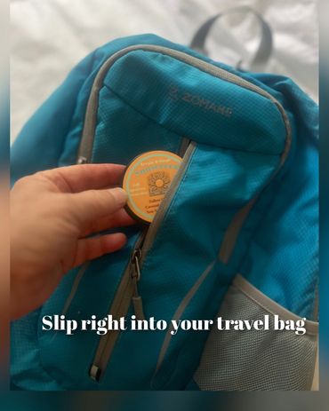 The slim 2nd tin is not bulky and easy to travel with. Carry that sunscreen easily.