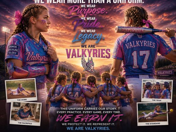 Valkyries softball team showcasing pride, legacy, and unity in their uniforms.