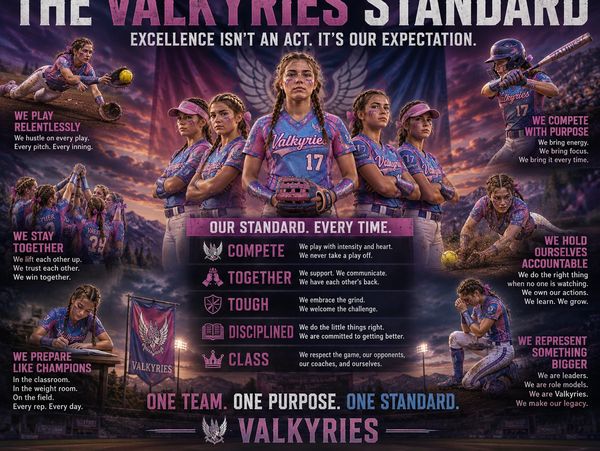 The Valkyries team embodies relentless effort, unity, and accountability in softball excellence.