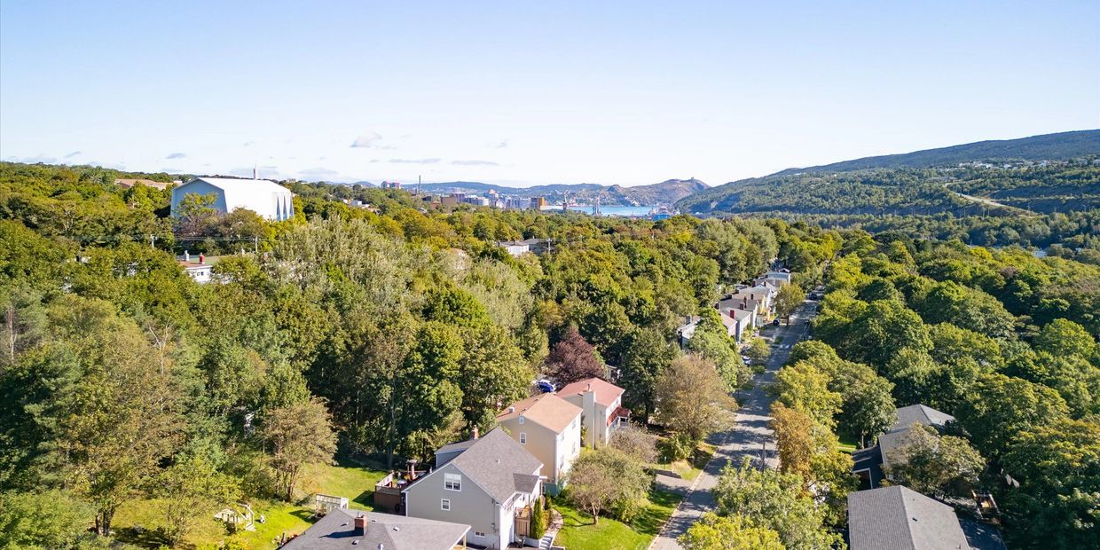Aerial view of Topsail Road and the St. John's Harbour.