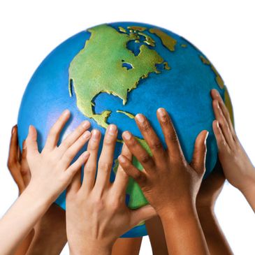 hands holding globe image