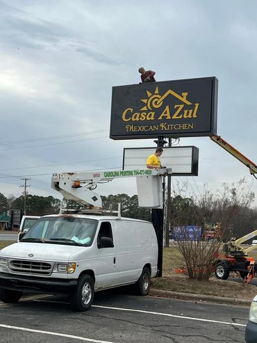 New sign install at Casa Azul Mexican Kitchen in Shelby 