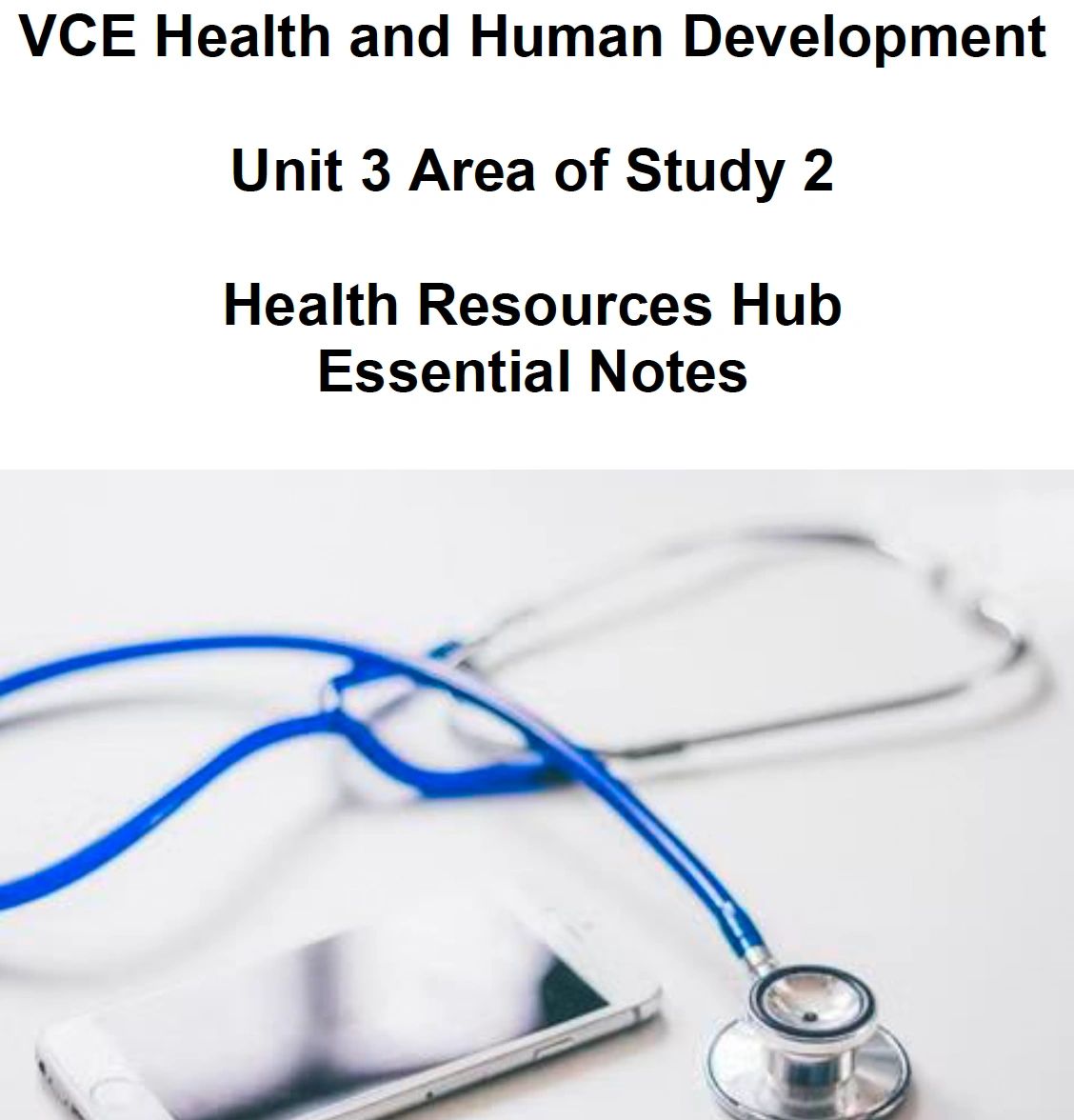 Cover page for health study notes with stethoscope and phone.