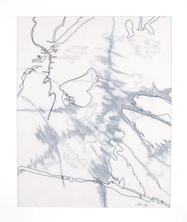 Ink and graphite drawing on layers of translucent vellum.