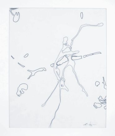 Ink drawing on layers of translucent vellum.