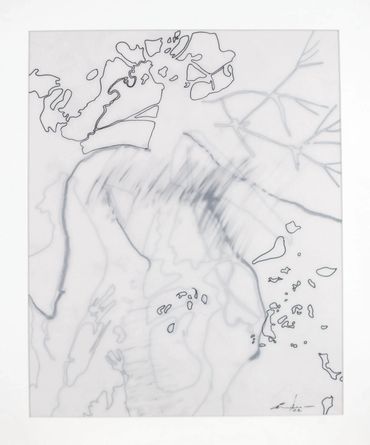 Ink and graphite drawing on layers of translucent vellum.