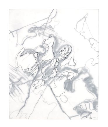 Ink and graphite drawing on layers of translucent vellum.