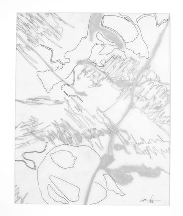 Ink and graphite drawing on layers of translucent vellum.