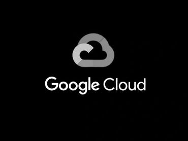 Google Cloud logo with colorful cloud icon on black background.