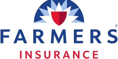 Farmers Insurance logo with a shield and sunburst design.