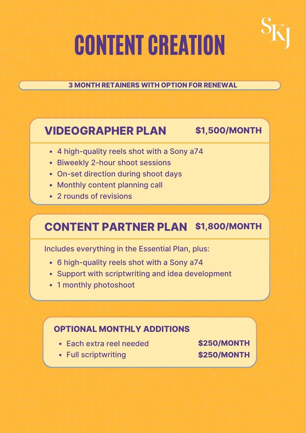 content creation packages for brands and businesses needing a social media presence.