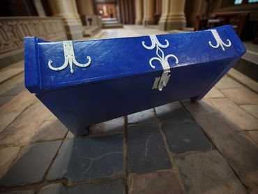 12th century coffer chest built for Norwich Castle. Hand-forged ironware by blacksmith John Ball.
