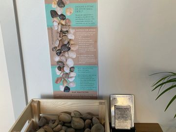 Anxiety stones instructions and box. Coping, grounding and calming strategy at Devonport Sensory Hub