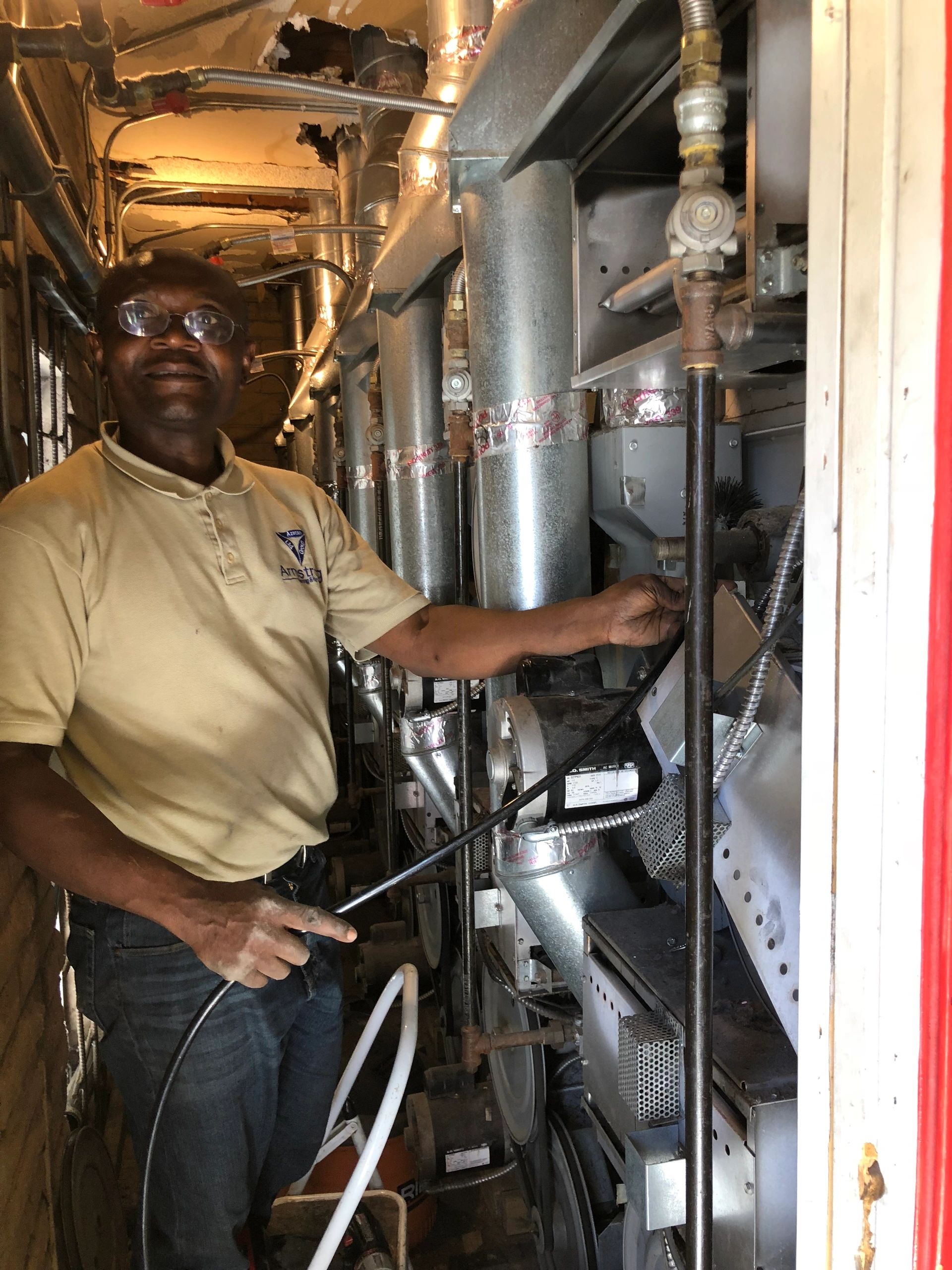 This is commercial dryer vent cleaning in a Laundromat.