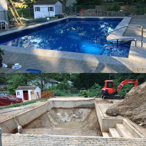 Excavation of a filled in pool. the before and after.
excavating contractor, Atkinson, NH