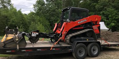 Stump Grinder on the trailer with the bucket
Stump Grinding, Atkinson, NH  serving southern NH
