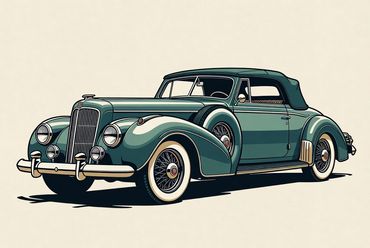 Vintage classic convertible car illustration.