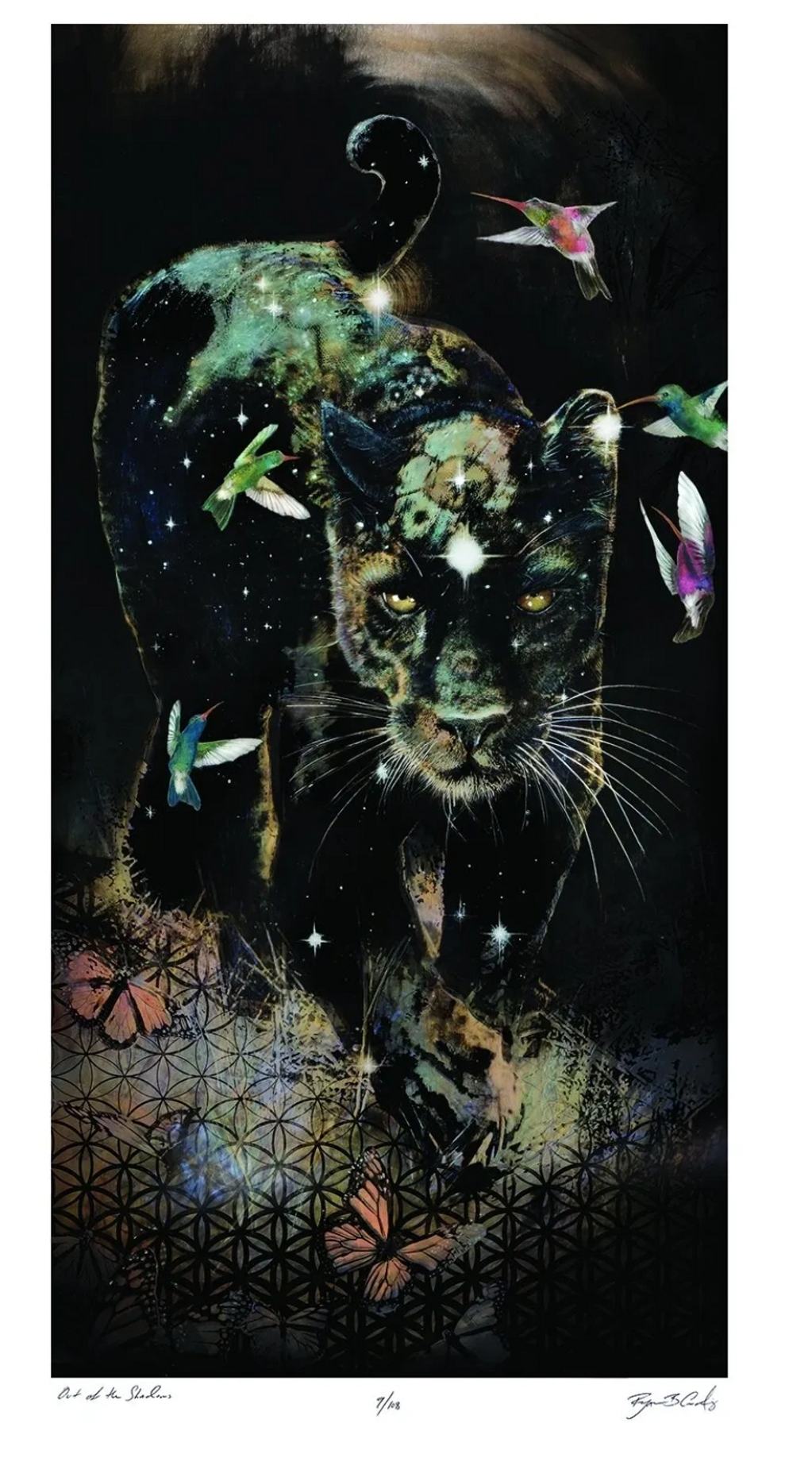 Jaguar
Out of the Shadows 
24x48 Mixed media on panel.