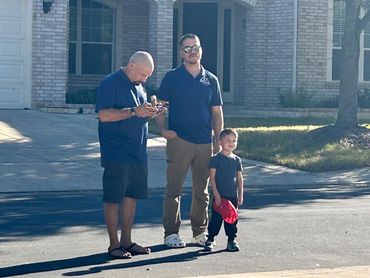 We use drone technology to assist inspections with a future roofer learning the business.