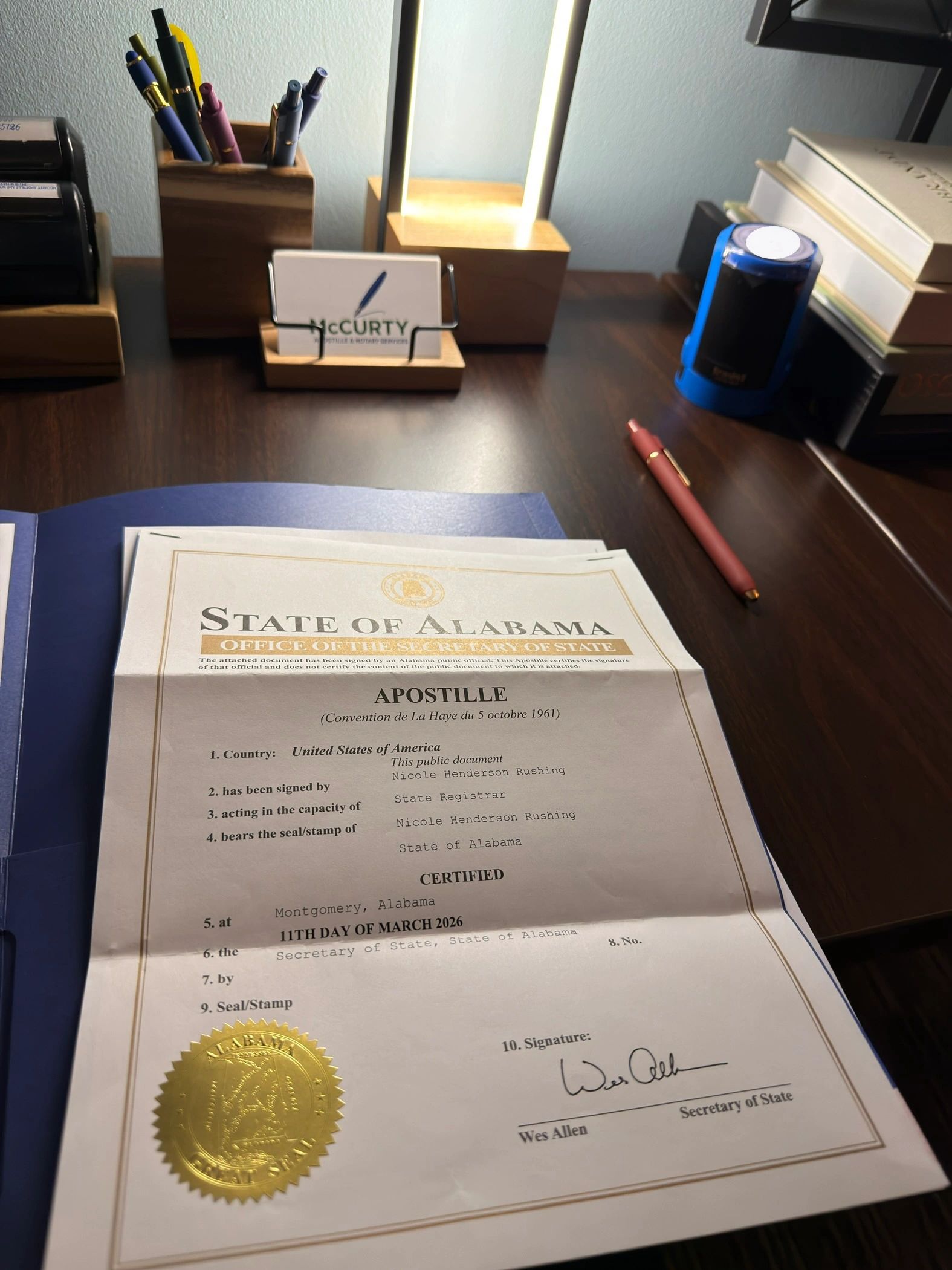 Alabama marriage certificate apostille