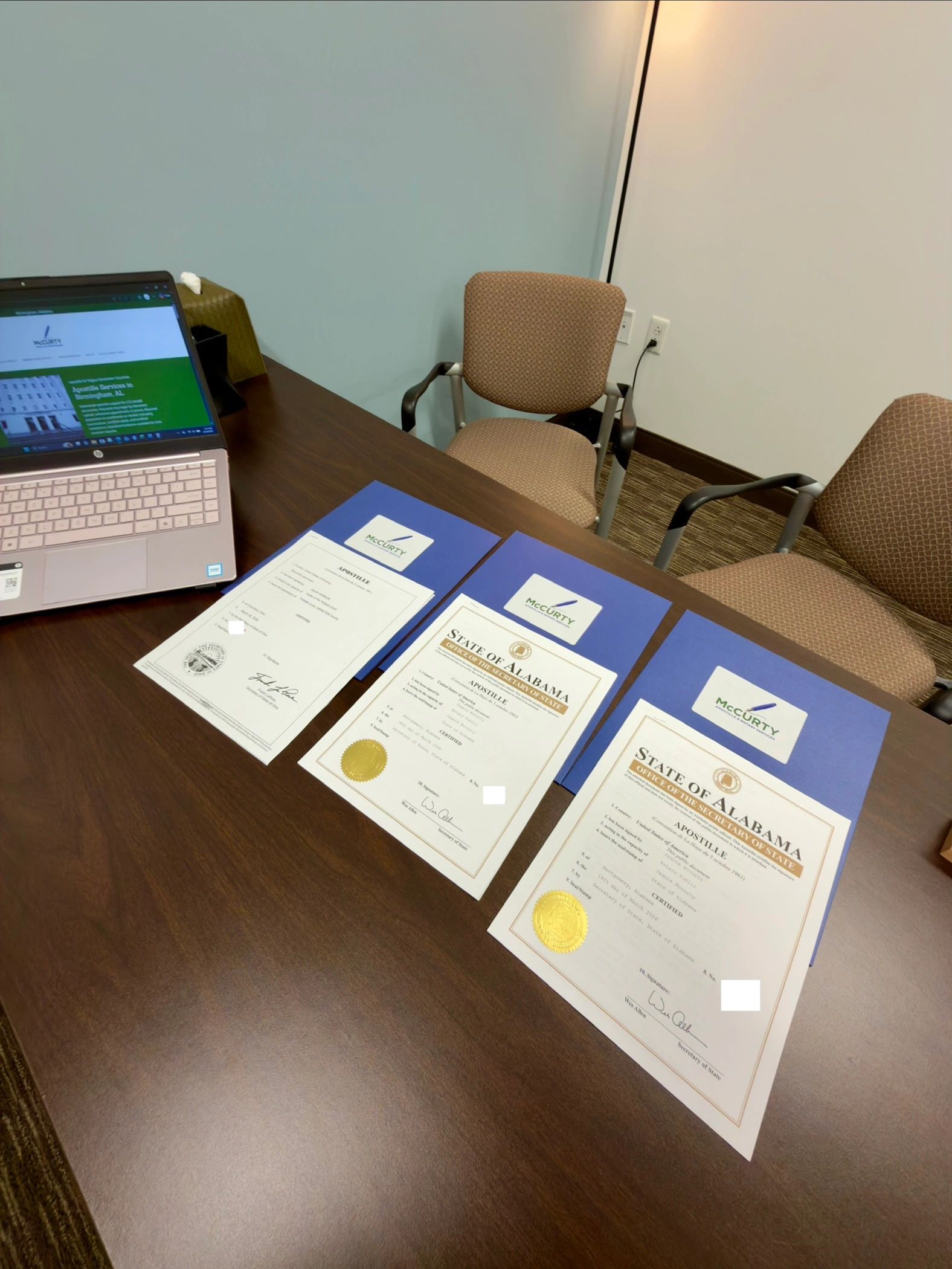 Multi-state completed apostilles facilitation in Alabama