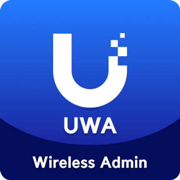 Logo for UWA Wireless Admin with a blue gradient background.
