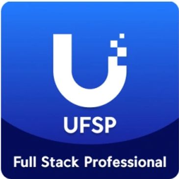 Blue square logo with a stylized U and text 'UFSP Full Stack Professional'.