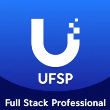 Blue square logo with a stylized U and text 'UFSP Full Stack Professional'.