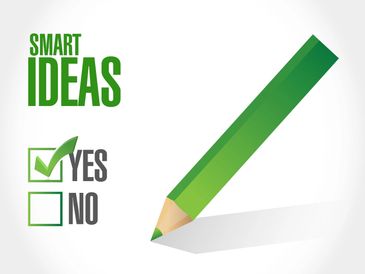 A caption that says "Smart Ideas", a pencil and yes and no check boxes. The Yes box is checked off