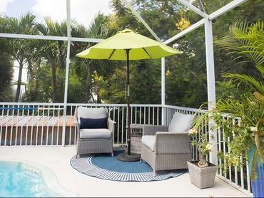 Lounge chairs by the pool