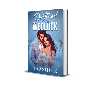 Romantic book cover featuring a couple in an intimate embrace, titled 'Destined in Wedlock'.