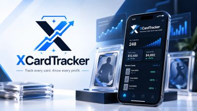 Mobile app interface for XCardTracker showing card expenses and profits.