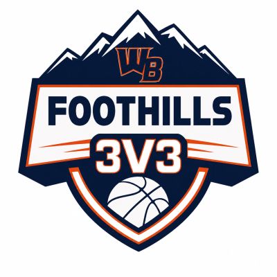 Foothills 3v3 basketball logo with mountain design.