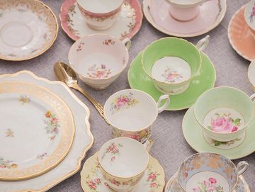 Vintage bone china teacups and saucers