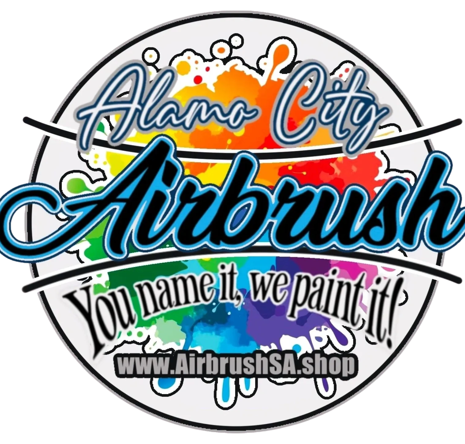 Alamo City Airbrush Shop Logo. You name it , We paint it!