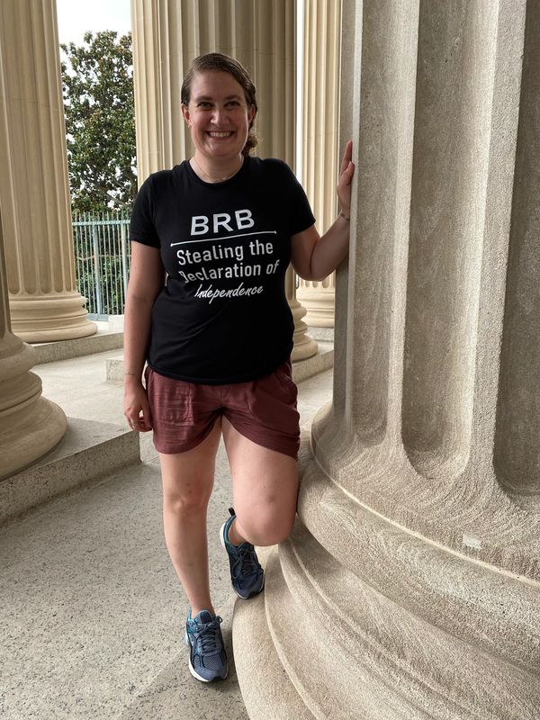 Emily announcing her plans to steal the Declaration of Independence at the National Archives.