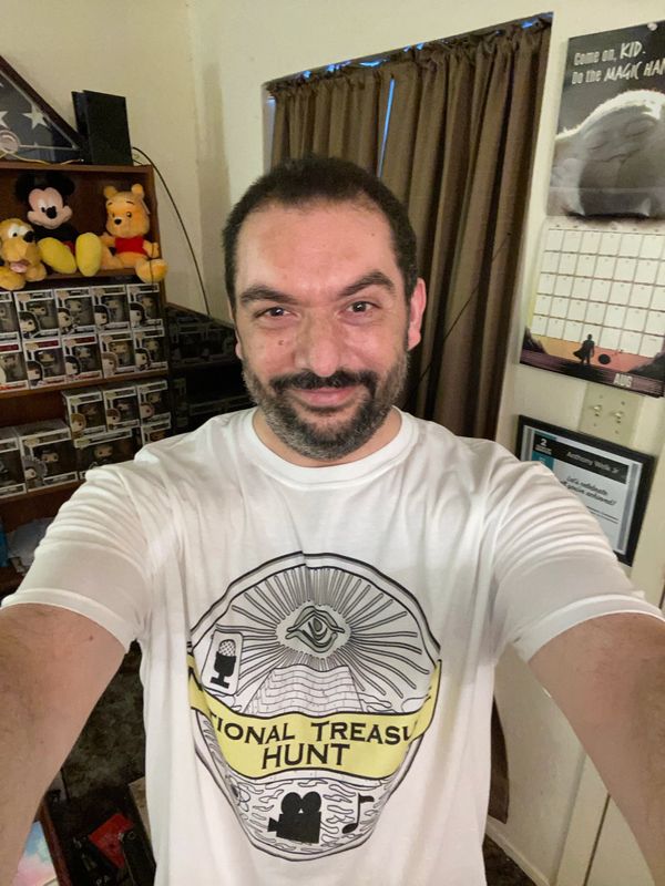 National Treasure Hunter Anthony wearing his "Official NTH" tee-shirt.