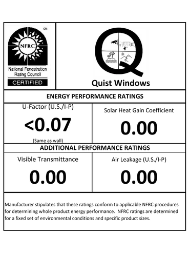 Theoretical NFRC rating of a Quist window