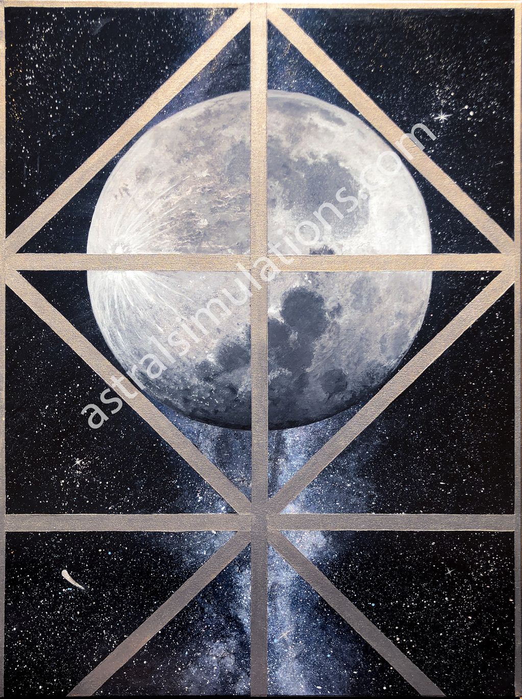 SpaceX Starship Painting To The Moon Spacescape Space Art Space Travel SciFi Art Acrylic Oil Modern