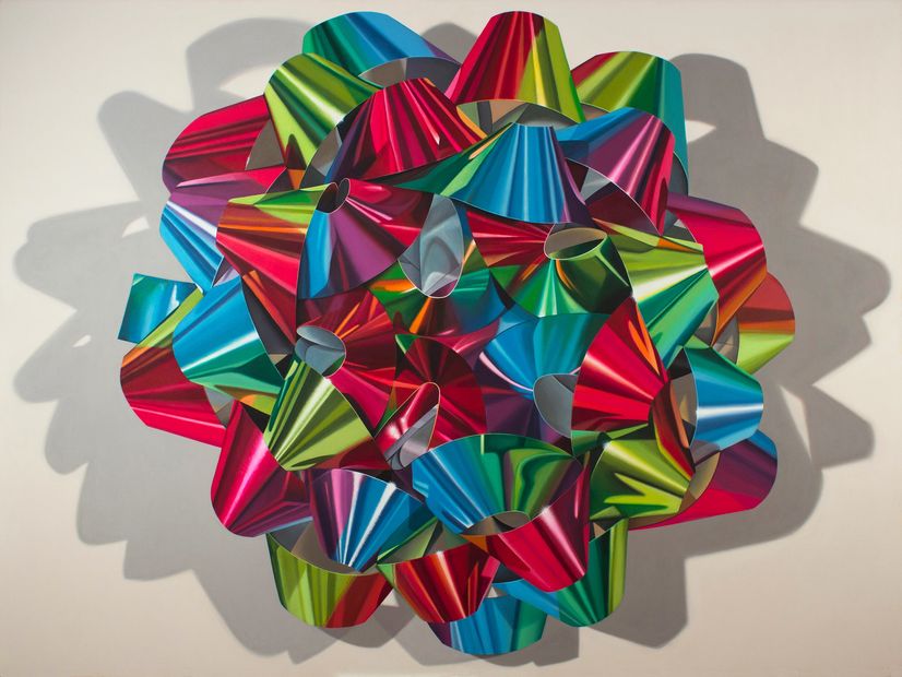 contemporary art still life painting color bow melodie provenzano stealth peace acrylic on canvas ny