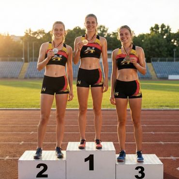 Medalla de Oro, Plata, Bronce. Podio. Ganadoras. Club Atletismo HISPANIA