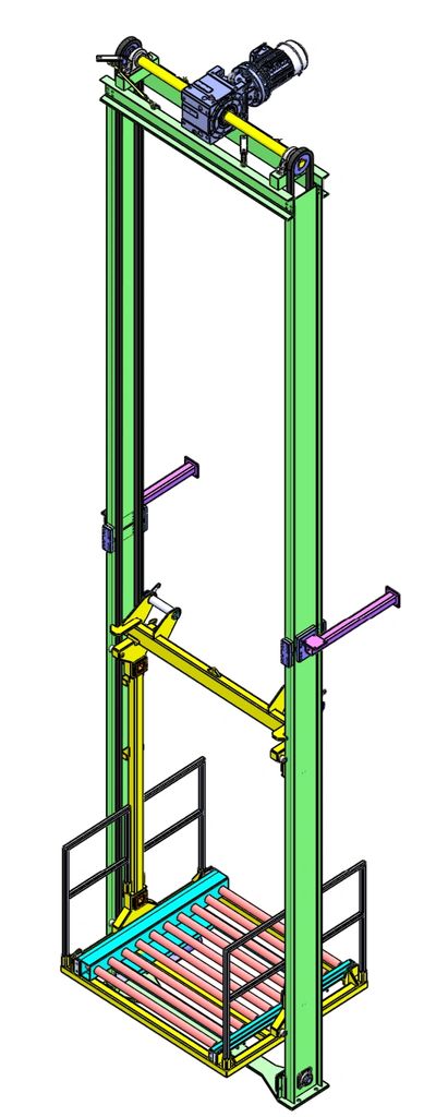 Vertical reciprocating conveyor straddle design
