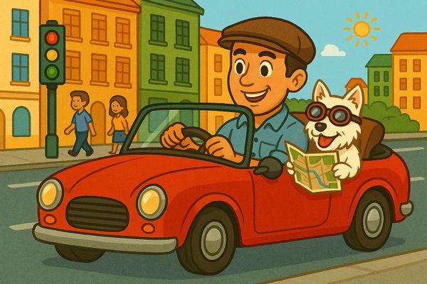 Geo Joe and his faithful dog "Traveler" exploring the cities of the world!