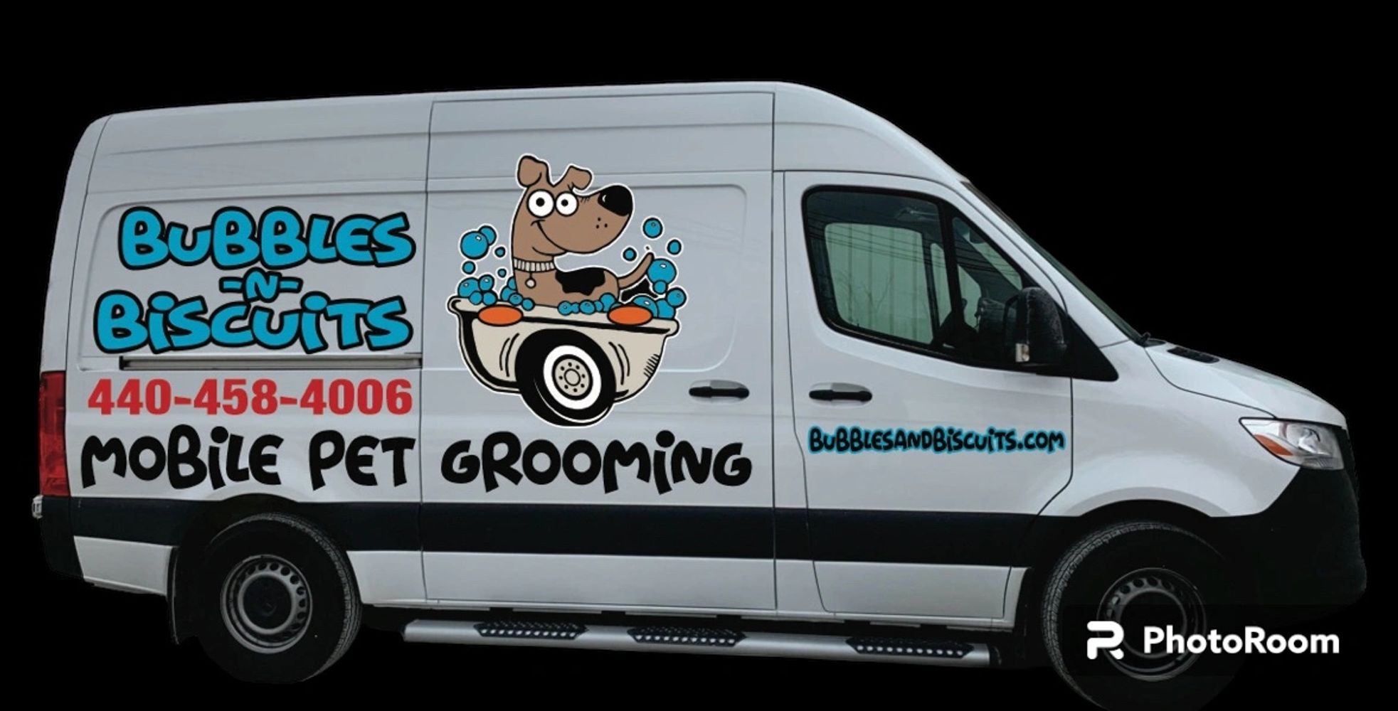 Bubbles-N-Biscuits Mobile Pet Grooming brings the groom to you!   Our newest van of our 6 van fleet!
