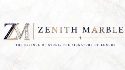 Elegant logo for Zenith Marble with marble texture and luxury tagline.