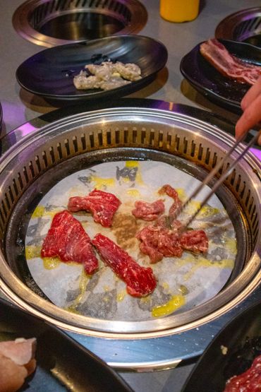 meat on a korean bbq grill